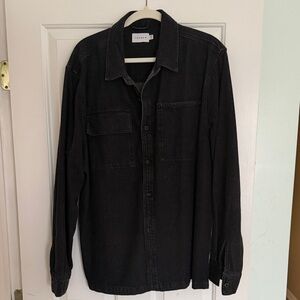 Topman Black Denim Button-Up Shirt